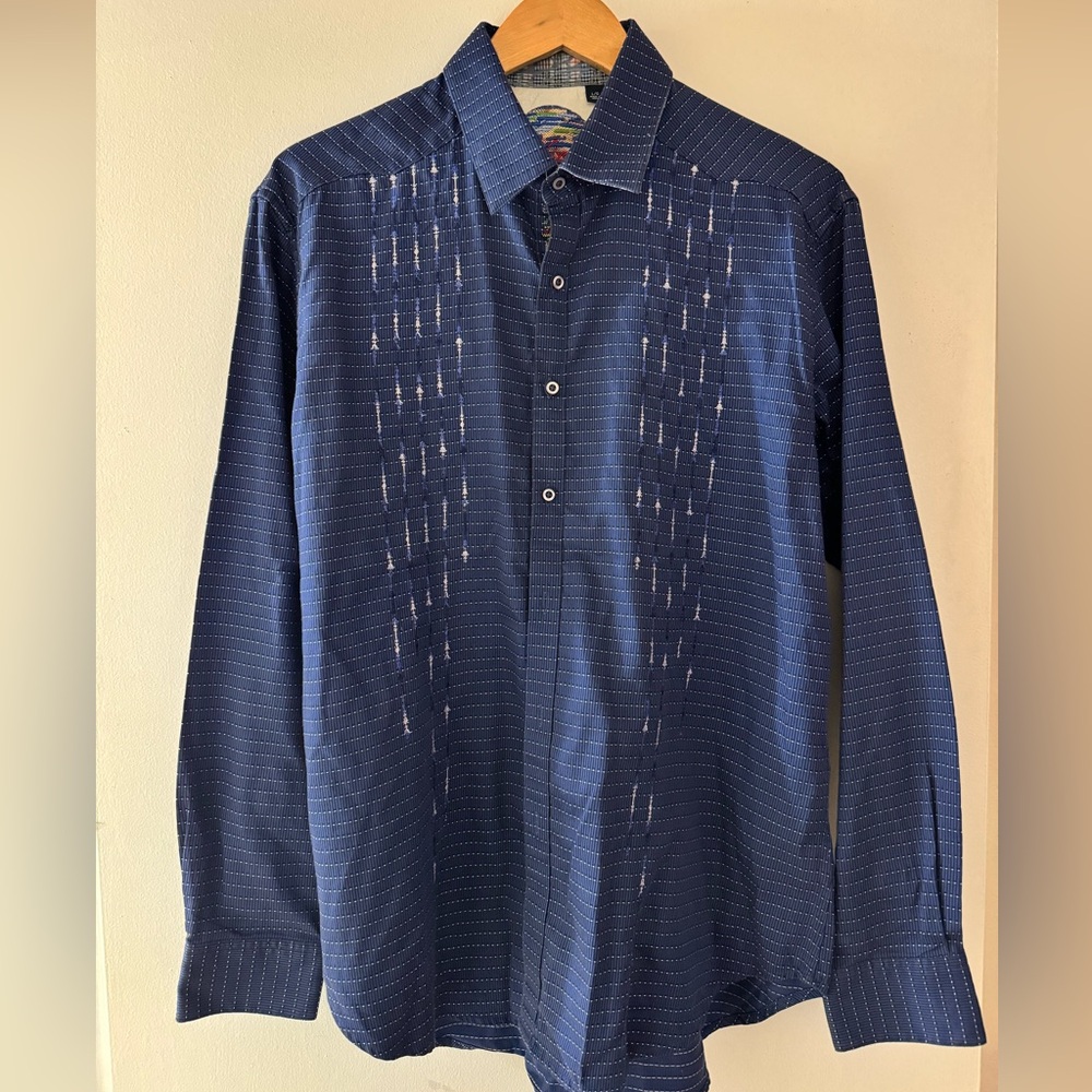 Robert Graham Men’s Button Up Long Sleeve Dress Shirt Blue Large Like New